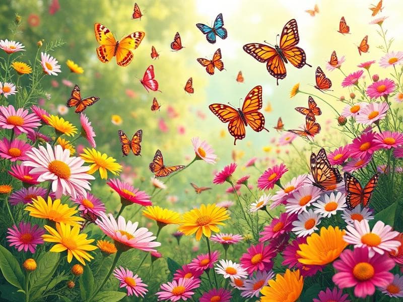 Fjärilsträdgården - Naturpussel för barn