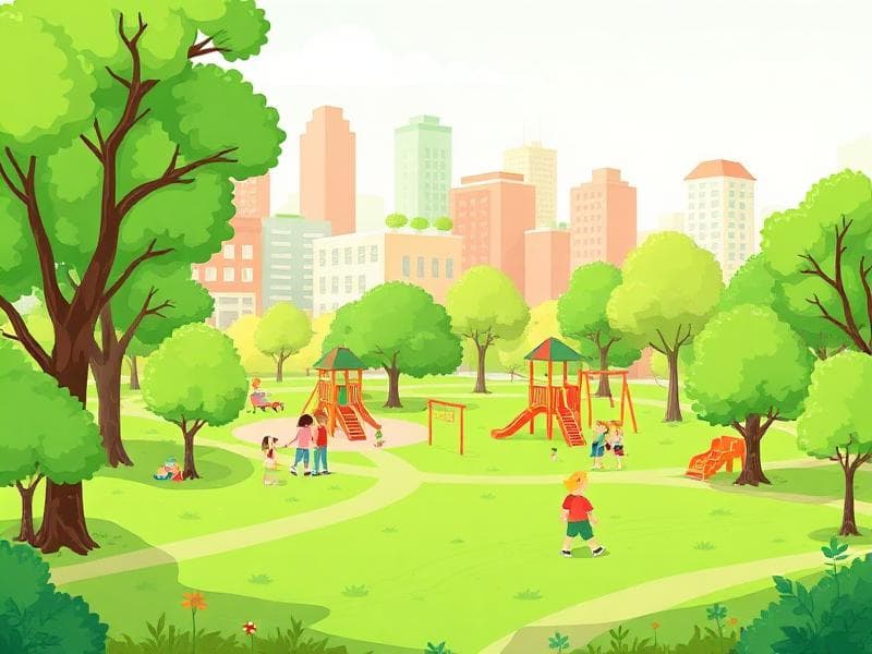 Stadsparken - Städerpussel för barn