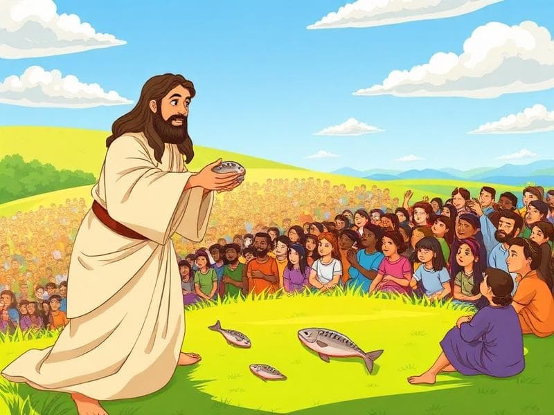 Jesus mättar femtusen - Bibliska berättelserpussel för barn