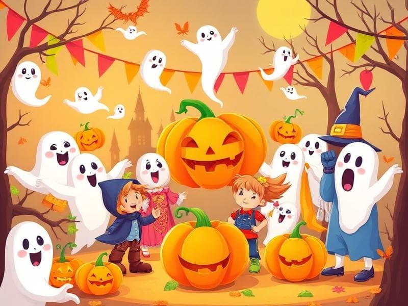 Halloweenfesten - Högtiderpussel för barn