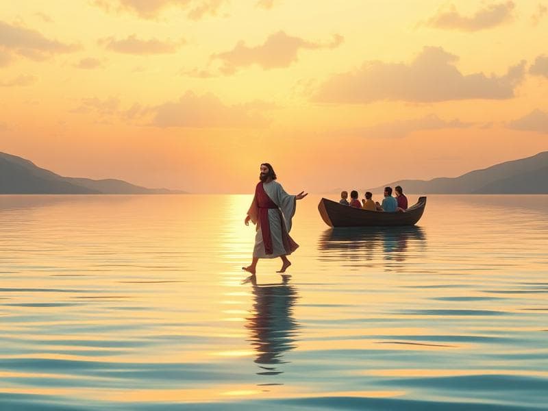 Jesus går på vattnet - Bibliska berättelserpussel för barn