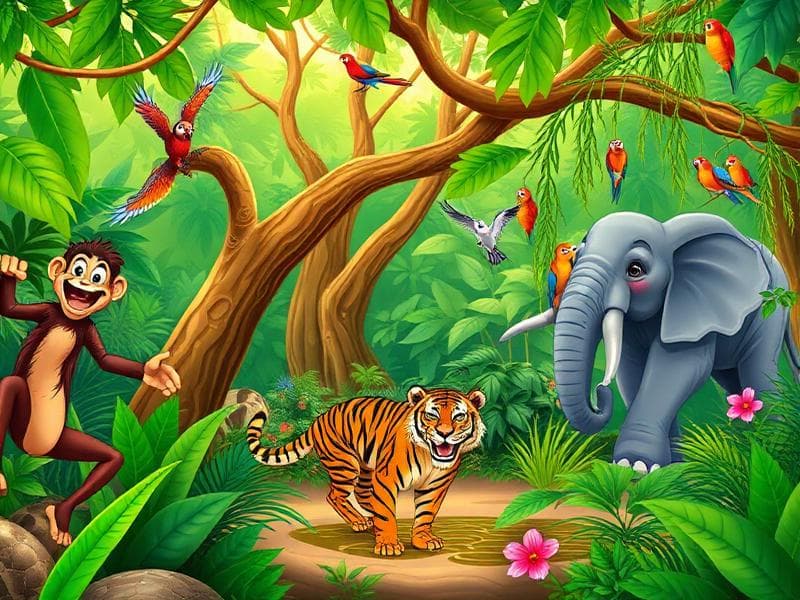 Djungeldjur - Djurpussel för barn