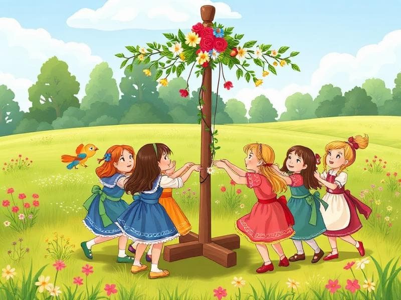 Midsommarfirande - Högtiderpussel för barn