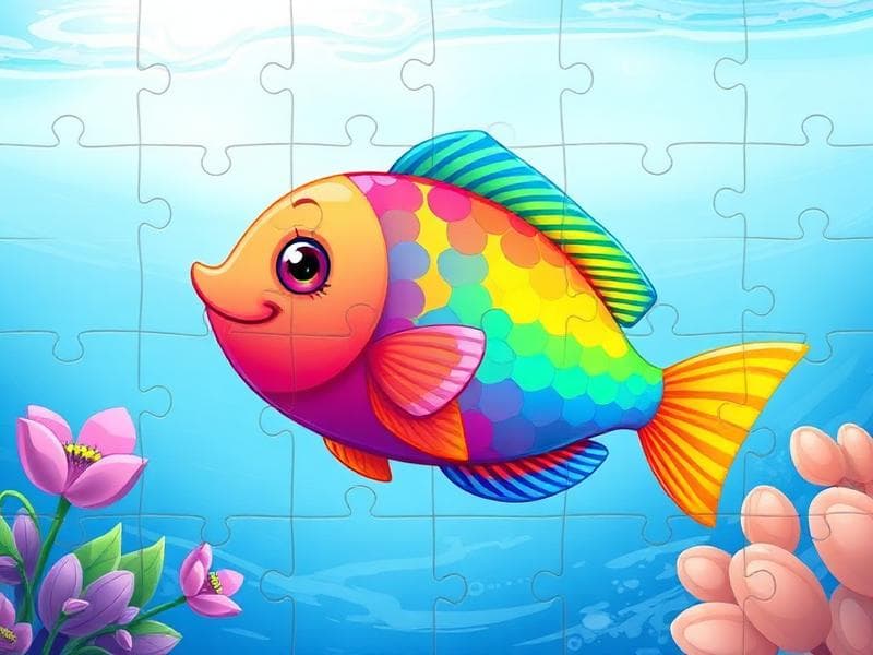 Regnbågsfisken - Djurpussel för barn