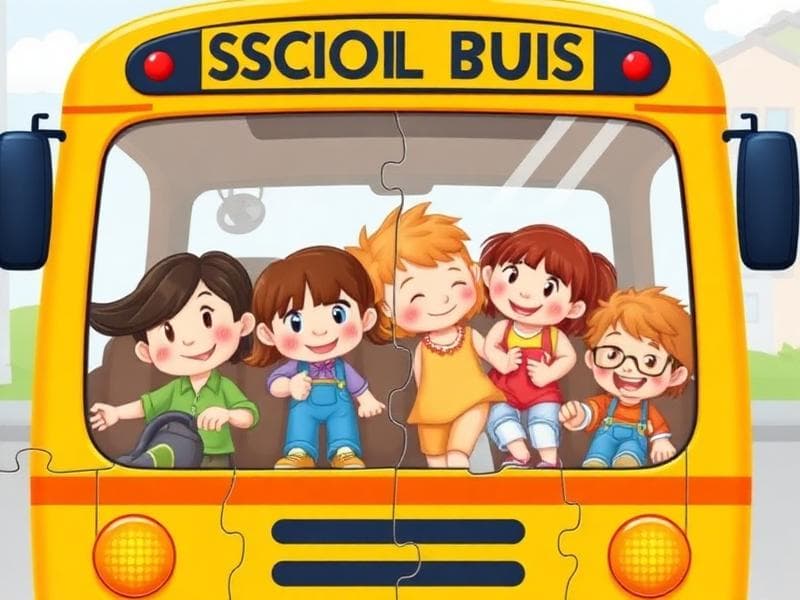 Skolbussen - Fordonpussel för barn