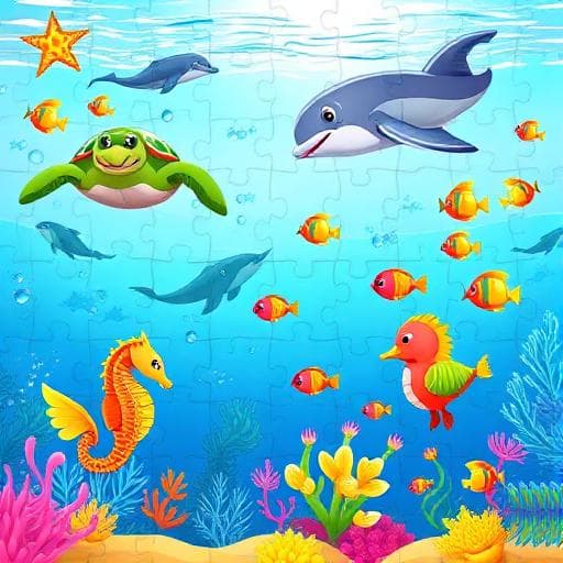 Havsvarelser - Djurpussel för barn