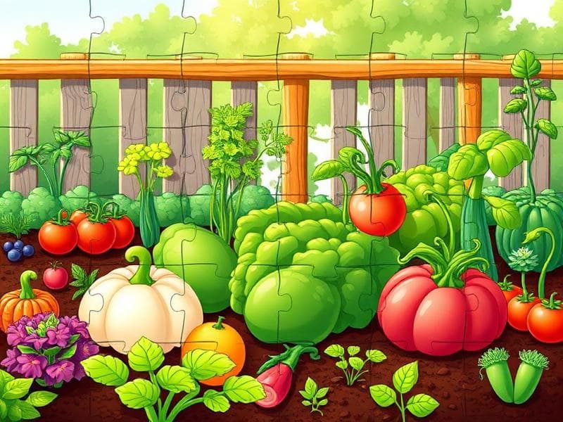 Grönsaksträdgården - Naturpussel för barn